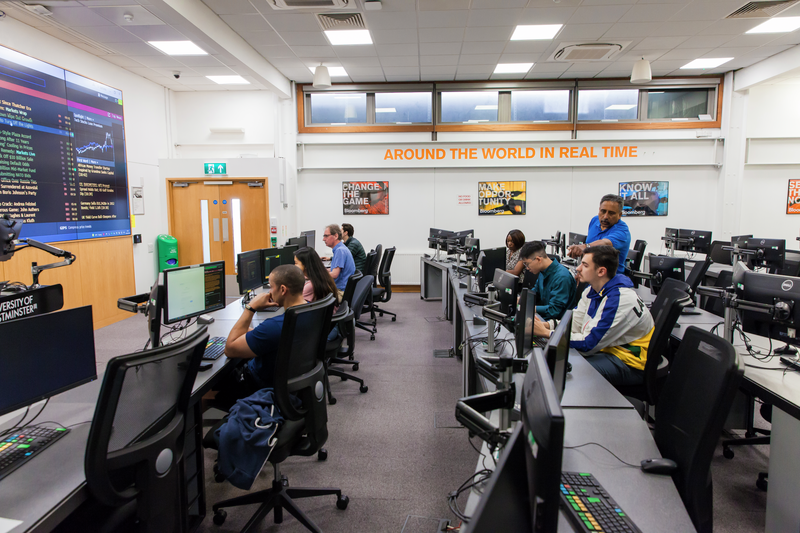 Bloomberg suite, Screen, Workshop, Teaching, Learning, Account, Finance, Students, Tutor, Facility, Interior, Desk, Computers, Marylebone, Marylebone Campus, Student