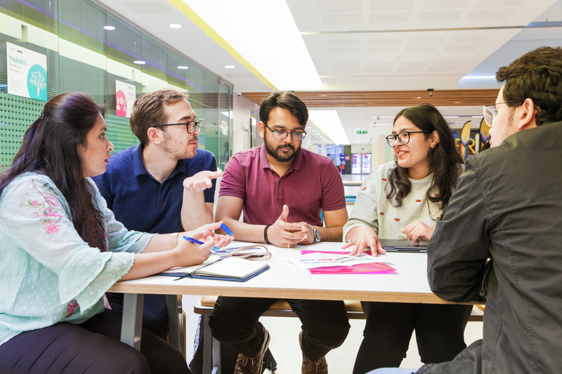 Social Area, Writing, Student, Students, Teamwork, Discussion, Library, Facility, Interior, Paper, Marylebone, Marylebone Campus