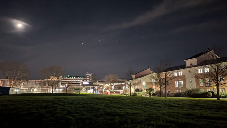 Harrow Halls at night