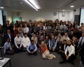 Group of diverse colleagues and students