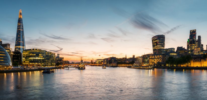 London skyline at sunset