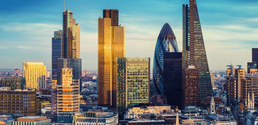 Image of the London skyline at sunset