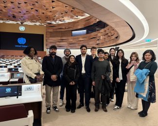 Student gathered in UN conference room