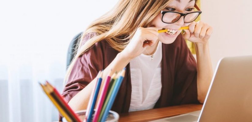 student searches for information online