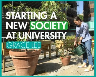Starting a New Society at University - Watering herbs at Cavendish campus - International Student Blogger, Grace Lee - title image