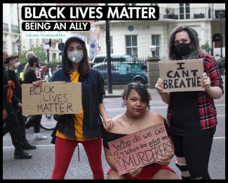 Black Lives Matter - Three Ways to Support_International Student Blogger, Salome Mamasakhlisi_featured image_Salome and two friends protesting