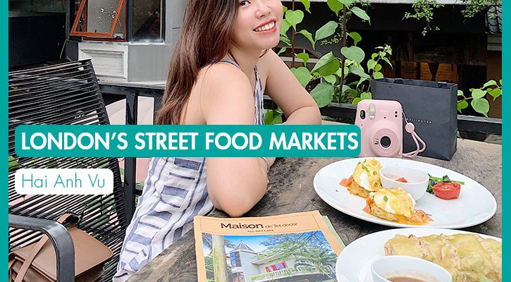 London's Street Food Markets_International Student Blog_Hai Anh Vu_featured image_Hai Anh eating brunch outside