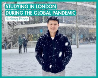 Studying in London During The Global Pandemic_International Student Blogger_Bunleng Pheap_Bunleng out in the London snow-featured image