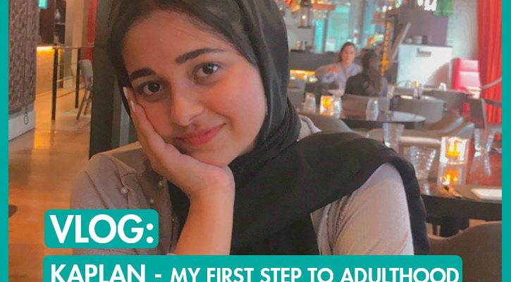 Vlog: Kaplan - My First Step to Adulthood_International Student Blogger_Fatima Bintay Abid_Fatima in a cafe_featured image