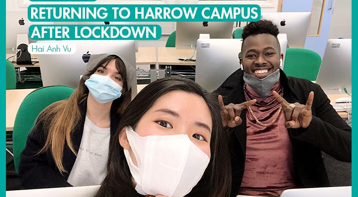 Returning to Harrow Campus_International Student Blog_Hai Anh Vu_featured image_Hai Anh with classmates in Harrow campus