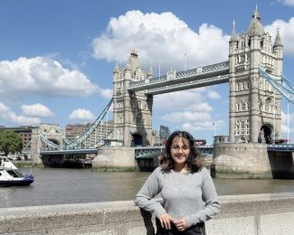 Aashreya in front of Tower Bridge-Books, Borders, and Business: What it is like studying global Trade at Westminster-International Student Blogger-Aashreya Chauhan