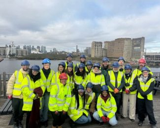 architecture students group on site in London with hi-vis jackets and helmets-Studying Architecture: How You Learn Beyond Drawings-Yamon Phu Kyaw