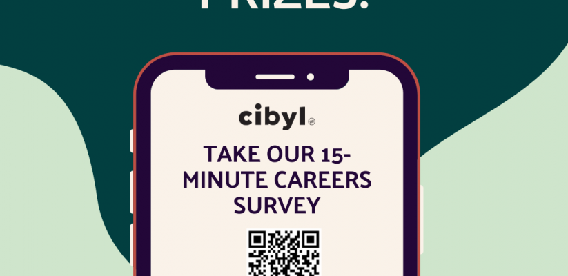 Image of phone with a QR code and some info on Cibyl survey