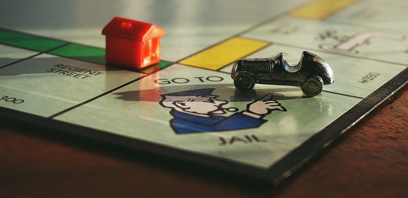 "Go to jail" square of monopoly board