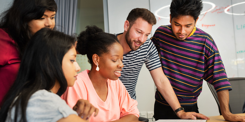 Students in classroom teamworking